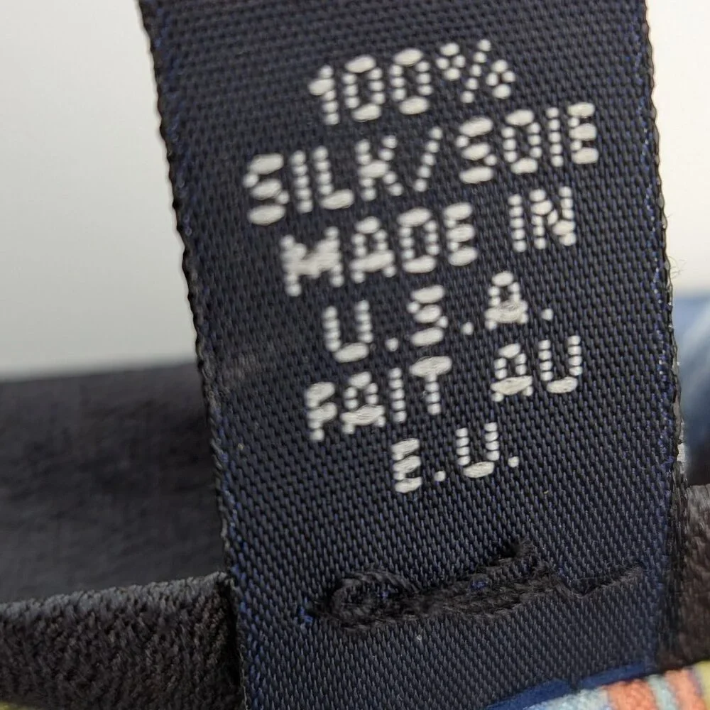 Ted Baker London 100% Silk Black / Blue Striped Tie USA made - Picture 5 of 7